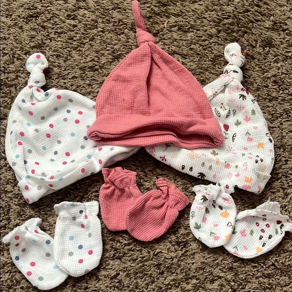 Sterling Baby Knotted Beanie and Mittens Set - 6 Piece